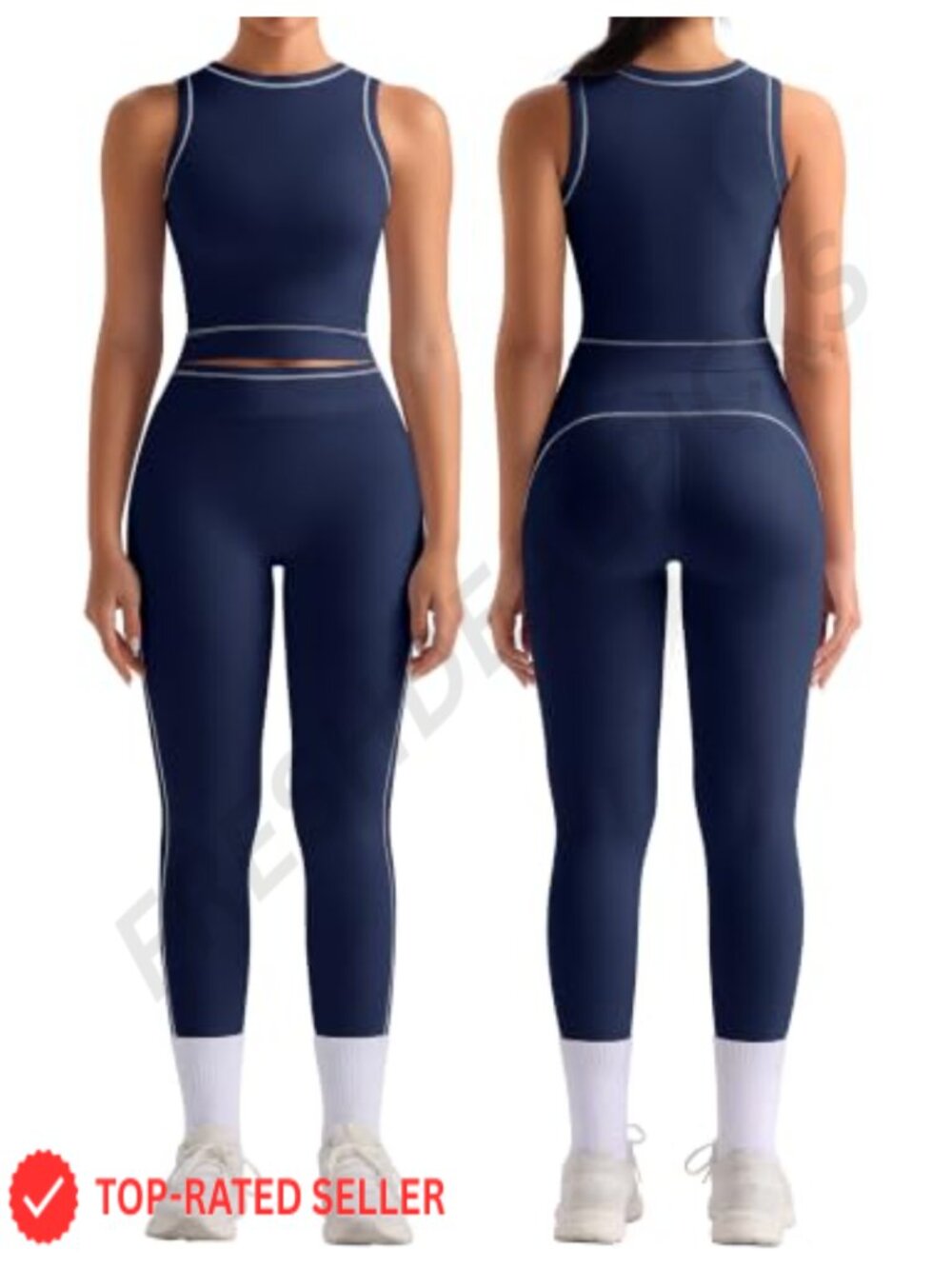 Seamless Workout Set Crop Tank Top Butt Lifting Leggings Gym Yoga